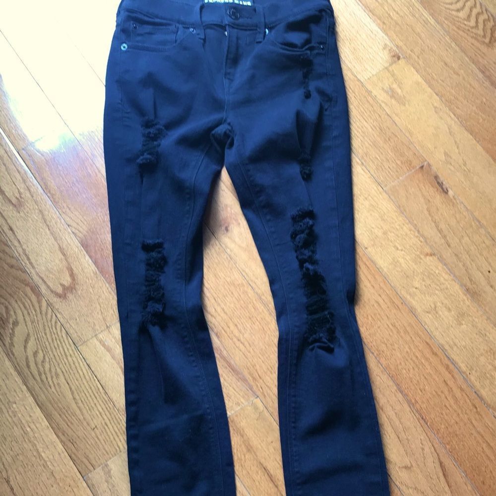 Express Black Denim Distressed Skinny Jeans - Size 00